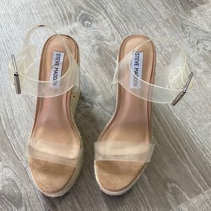 Steve Madden clear wedge sandals